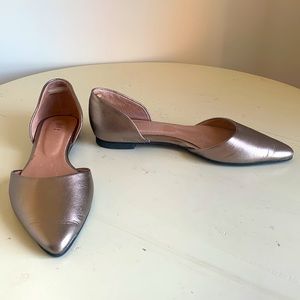 J. Jill Metallic Gold Pointed Toe Leather Dress Flats Size 9